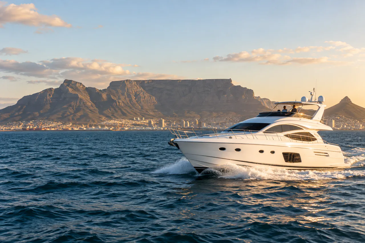 Guests relaxing aboard a private yacht off Cape Town