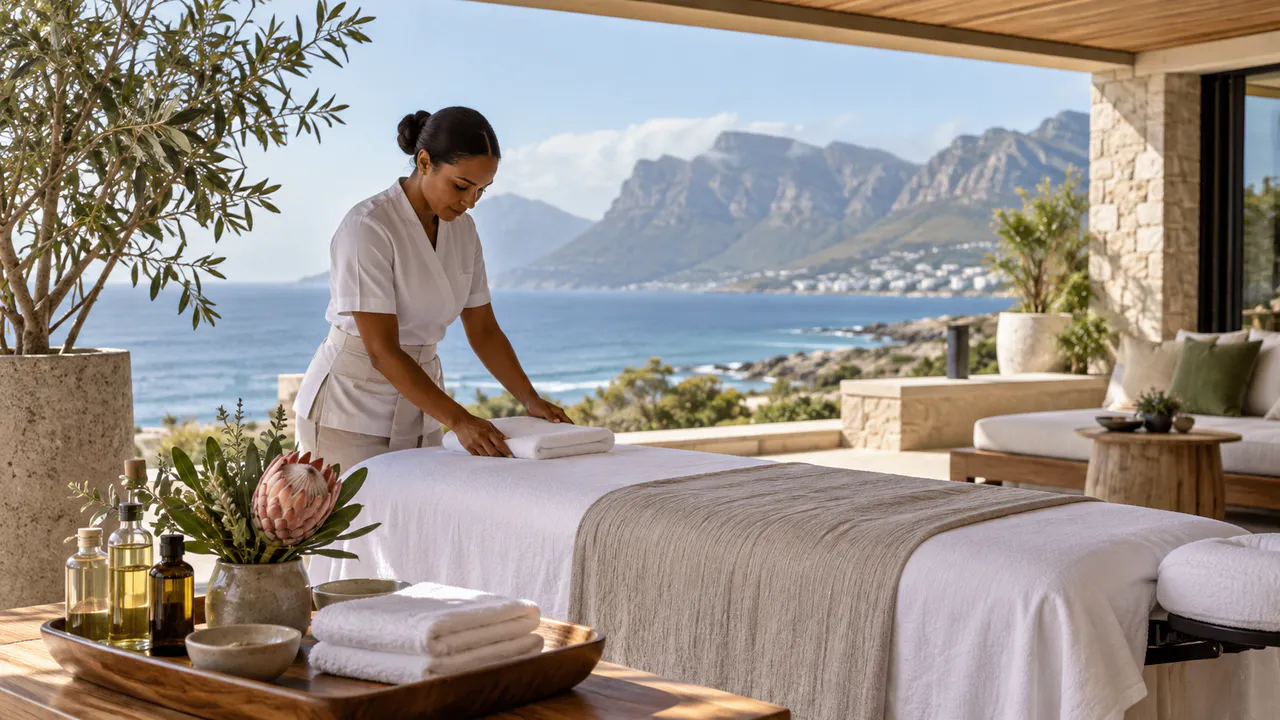 A massage treatment prepared on a peaceful villa terrace