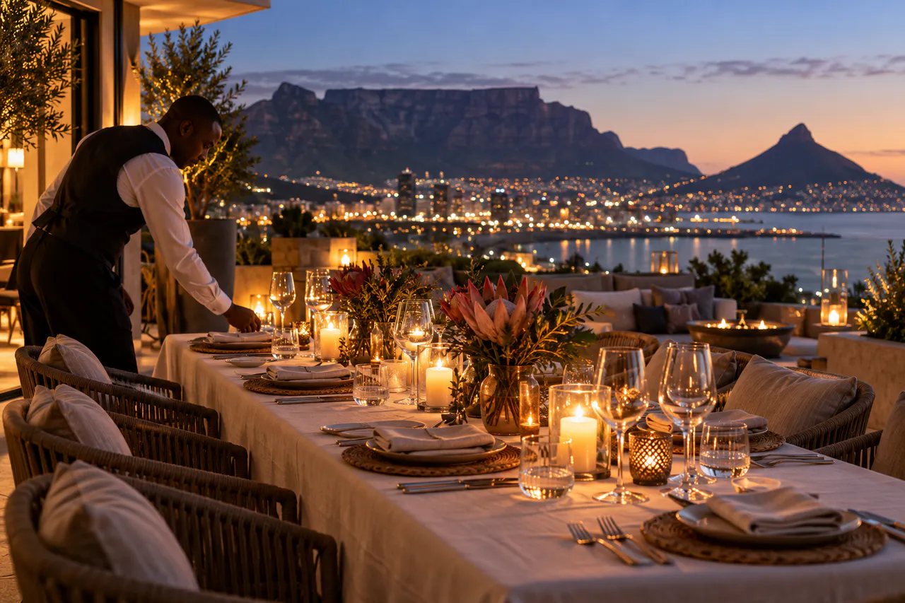 An elegant Cape Town dinner table prepared for guests