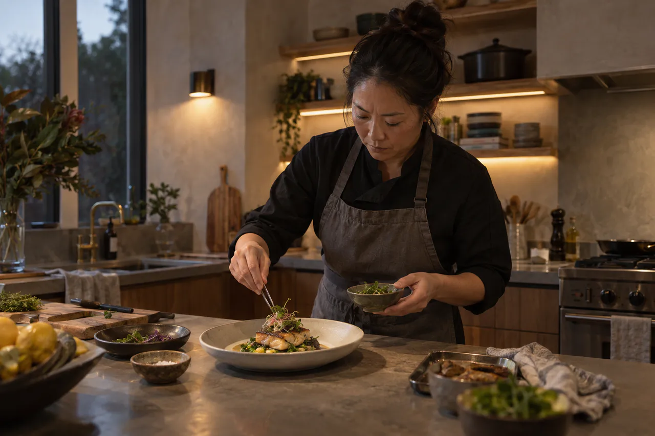 A private chef preparing dinner in a Cape Town villa